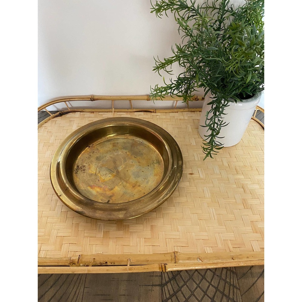 Vintage Brass Rimmed Tray // Collection Plate